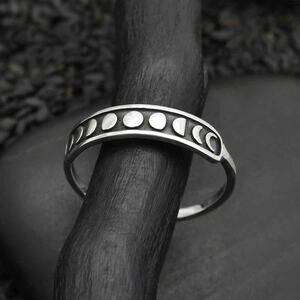 Artisan Sterling Silver Moon Phases Stacking Band Ring